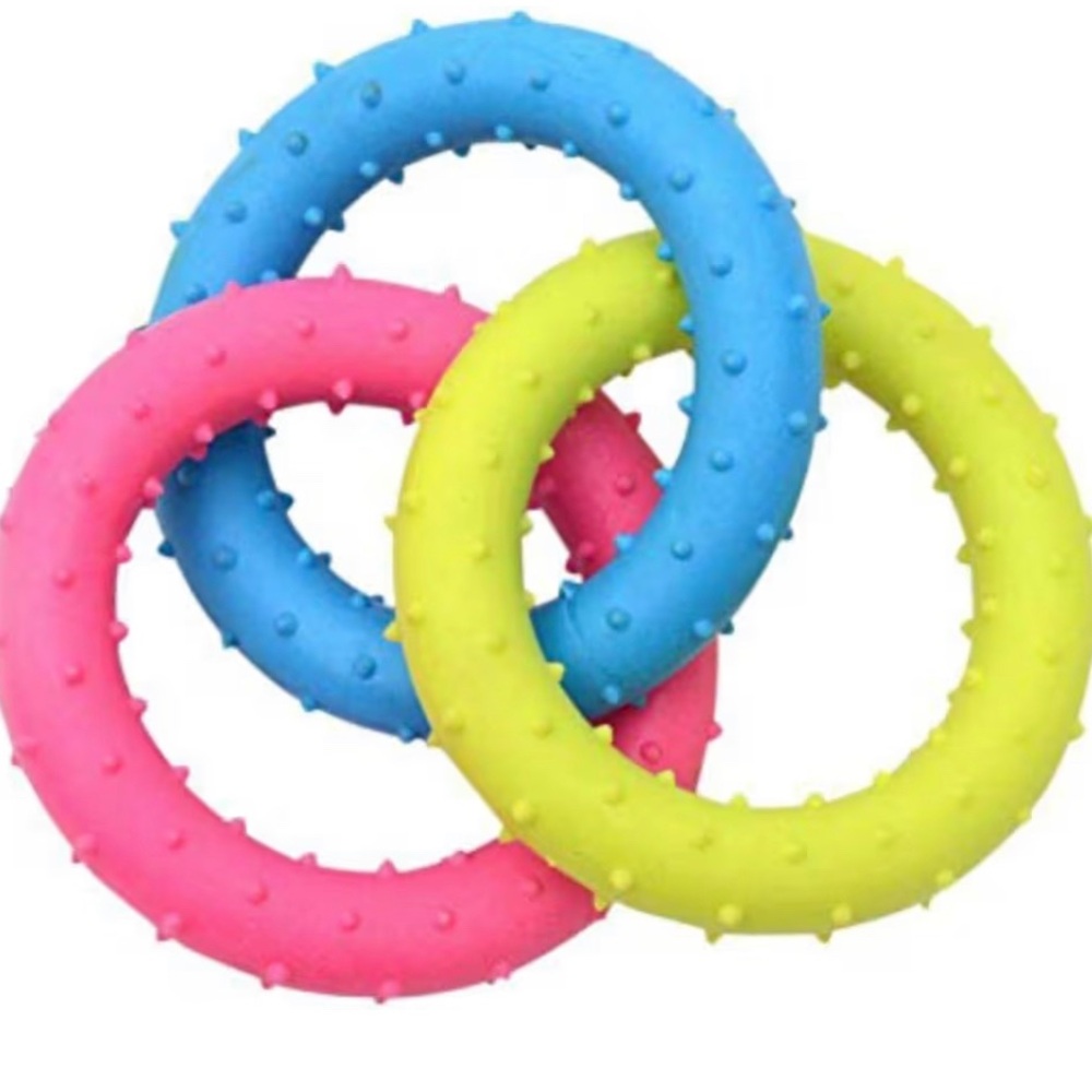 Toy Dog Toys for Cleaning Teeth, Rubber 3-Colored Bite